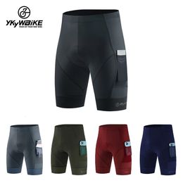 YKYWBIKE Sports Padded Bike Shorts for Men Cycling Bicycle Shorts Comfortable Road Biking Pants 2 Pocket Tights Slim Fit 240520