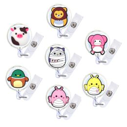 Other Labeling Tagging Supplies Cute Pig Cartoon Badge Reel Retractable Nurse Id Card Reels With Alligator Clip For Student Name Decor Ots3K