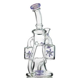 8.7Inch Water Pipe Heady Colour Propeller Percolater Double Recycler 14mm Female Joint 4mm Thickness Glass Bong with Glass Bowl XL167