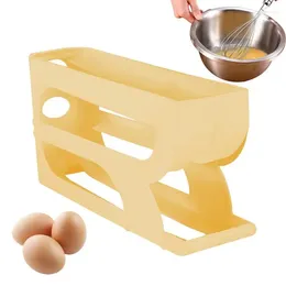 Kitchen Storage Automatic Egg Rolling Dispenser 3-Tier Holder Space-Saving Organizer Container Tray For Fridge