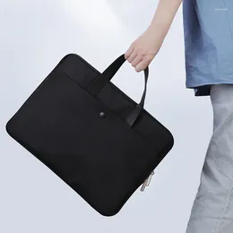 Briefcases 2024 Portable Handbag Business Commuting Briefcase Men's And Women's Simplified 14 Inch Absorbing Laptop Case Black