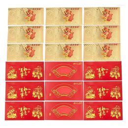 Gift Wrap -10 Pieces Of Chinese Gold Banknotes For The Year Tiger With Red Money Envelope And Treasure Bag Card