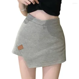 Skirts Women's Irregular High Waist Half-body Skirt Summer Anti-Glare Package Hip Cotton Short