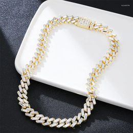 Chains Men's Hip Hop Big Size Cuban Chain Necklace Square High Quality Crystal Stone ICed Out Bling Trendy Rhinestone Men Jewelry