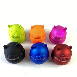 Smoke Rider CNC Zinc Alloy Tobacco Grinder - Multi-Color Rubber Paint, Teeth Philtre Net, Cat Design, Compact & Portable for Smoking Tobacco