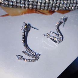 Backs Earrings Spiritual Snake Shaped Crystal Studs For Women Men Ear Cuff Vintage Rock Punk Cartilage Clip Piercing Jewellery Gifts 228H