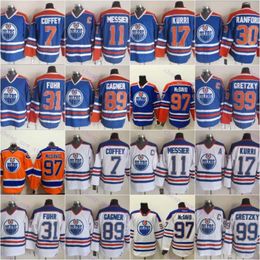 Cheap Retro Hockey Jersey 99 Gretzky 31 Fuhr 11 Messier 30 Ranford 7 Coffey 89 Gagner 17 Kurri 1971-1999 Movie Stitched