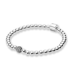 NEW HOT Beautiful Women's Beads Pave Bracelet Summer Jewelry for 925 Sterling Silver Hand Chain Beaded bracelets With Original box6448911
