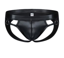 Underpants Gay Men Underwear Leather Cloak Mens Briefs Bikini Gstring Thong Sexy Erotic Penis Thongs String Homme8614038