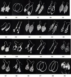 Stamped 925 mixed Order 60 pcs 30 pair lot earrings 925 sterling silver Jewellery factory Fashion Shine Earrings6173690