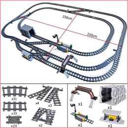 Diecast Model Cars Urban train station platform traffic light cave flight track straight curve track building block technology creative toy Y240520SPCF