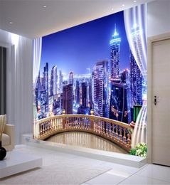 Custom Wallpaper 3d Po mural papel de parede HD City Night living room Background wall papers home decor wallpapers5458335