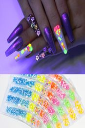 DHL 7 Grid Mix Size Fluorescent Nail Rhinestone Neon Crystal Gems Nails Art Decorations 3D Diamond Stone DIY Gel Polish A9686108
