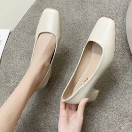 Spring Flat Women Shoes Loafers Simple Low Heels Office Work Casual Shoes Slip on Flat Footwear Ladies Square Toe Shoes 240520