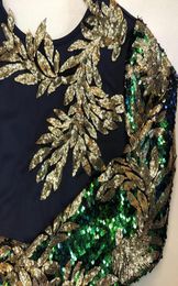 Vintage Green Long Sleeve Mermaid Sequins Dress Sparkly Elegant Plus Size Shiny Party Evening African Long Dresses for Women 200925695930