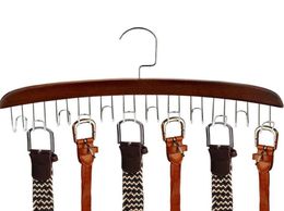 Multifunctional Wooden Belt Hanger Belts Rack Tie Hanger Scarf Holder Organizer Wardrobe Closet Storage Hanger 8 12 24 Hooks4771985