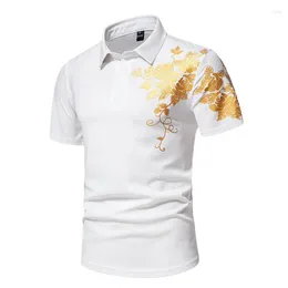 Men's Polos 2024 Summer Polo Shirt Men High Quality Print Short Sleeve Turn Down Collar Male Smart Casual Tees Tops Mens Clothing