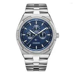 Wristwatches HANBORO Men Automatic Luxury Mechanical Wristwatch Luminous Month Week Date Steel Band Business Elegant Watch