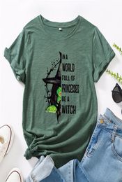 JCGO Fashion Summer T Shirt Women Plus Size 5XL Cotton Halloween Witch Print Female Short Sleeve Tshirts Casual Lady Tops Tee 21032791391