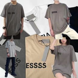 24ss ESS Luxury design designer Tide T Shirts Chest Letter Laminated Print Short Sleeve High Street Loose Oversize Casual T-shirt 100% Pure Cotton Tops for Men and Women