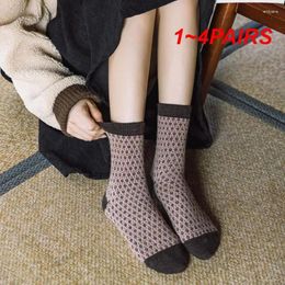 Women Socks 1-4PAIRS Literary And Artistic Warm Comfortable Ethnic Style Stockings Sweat Absorbing