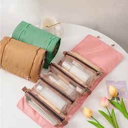 Storage Bags 2024 Women Cosmetic Bag Foldable Nylon Rope Makeup 4 In 1 Zipper Mesh Separable Cosmetics Pouch For Ladies 1PC