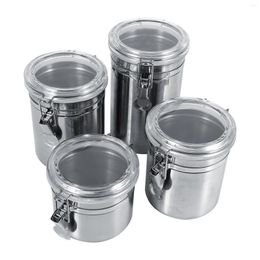Storage Bottles 4 Sizes Stainless Steel Kitchen Food Container Bottle Sugar Tea Coffee Beans Canister