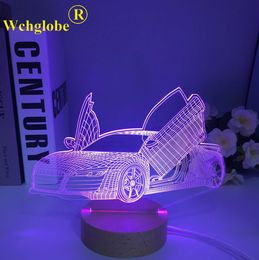 Lamps Shades 3d Illusion Lamp Sports Car Nightlight for Child Bedroom Decor Wooden Colours Changing Atmosphere Event Prize Led Night Light Y240520MAOD