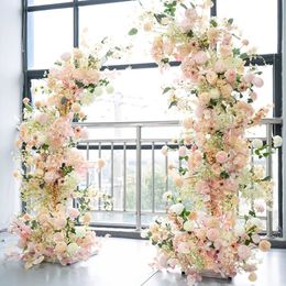 2PCS Wedding Decoration Artificial Flower Plant Rattan Stand Welcome Balloon Arch Wedding Props Metal Backdrop Baptism Stage Background 286M