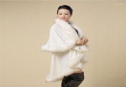 Women039s Jackets Elegant Woman Coat Spring Autumn Thick Warm Faux Fur Collar Poncho Cape Thin Stole Wrap Hoody White Overcoat 5077145