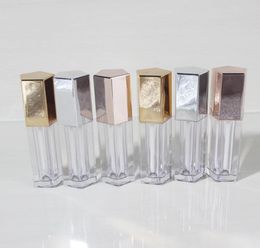 Factory Whole Plastic Cosmetics Packaging Gold Silver Pentagon Lip Gloss Tube 5ml Clear Empty Lipgloss Tubes Container Lip Bla8335470