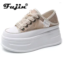 Casual Shoes Fujin 8cm 2014 Air Mesh Synthetic Platform Wedge Bling Leather Comfy High Brand Summer Slip On Flats Chunky Sneaker