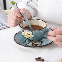 Mugs Korean Hand-painted Ceramic Coffee Cup Set European Simple Retro Export Water
