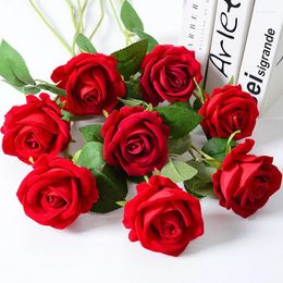 Decorative Flowers 3/5/10/20pcs Roses Artificial Rose Flower Branch Red Realistic Fake For Wedding Home Decor