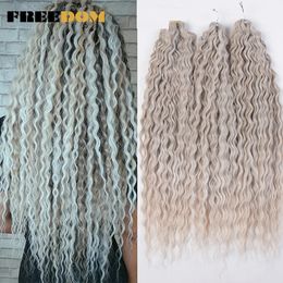 FREEDOM Synthetic Curly Hair 24 Inch Water Wave Twist Crochet Braid Ombre Pink Ginger Deep Braiding 240513