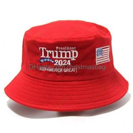 Party Hats 2024 Donald Trump Embroidery Bucket Hat Keep America Great Fish Cap Drop Delivery Home Garden Festive Supplies Dhcuc