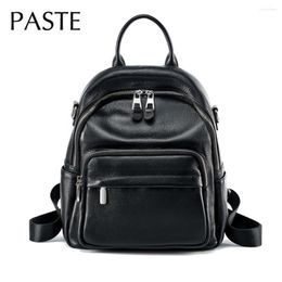 School Bags Grey Soft Women's Fashion Backpack Multifunctional Full Grain Cowhide Leather College Girl Quality Travel