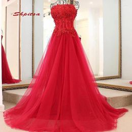 Party Dresses Red Long Lace Evening Plus Size Ladies Beaded A Line Women Prom Formal Gown