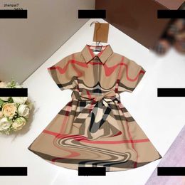 Top Designer kids dress Cross stripe design Girl Dress Size 100-160 CM high quality lapel Skirt Summer product May13