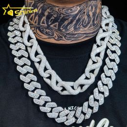 Iced Out Hip Hop Jewelry 23mm Buss ner 3Rows Tunga kubanska män Halsband och armband Sier -kedjor