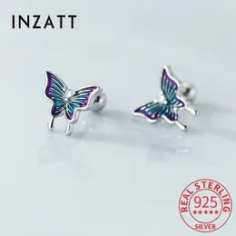 Stud Earrings INZAClassic Real 925 Sterling Silver Bead Butterfly For Women Party Cute Fine Jewellery MInimalist Accessories