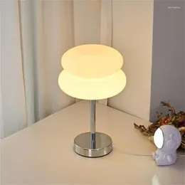 Table Lamps Glass Stained Desk Lamp Children's Bedroom Bedside Study Atmosphere Home Decoration Egg Tart Drop