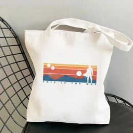 Shopping Bags Shopper This Is The Way Retro Printed Tote Bag Women Harajuku Handbag Girl Shoulder Lady Canvas