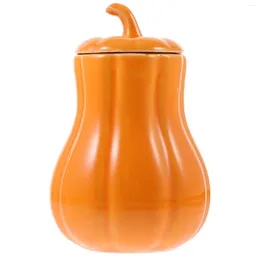 Storage Bottles Ceramic Candy Jars With Lids Cookie Decorative Canister Small Pumpkin Shaped Tea For Kitchen Counter