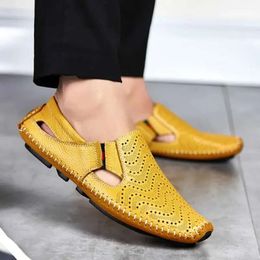 Fashion Sandals Men Leather Plus Size 45 46 47 Casual Slip-on Summer Shoes 5 2f8