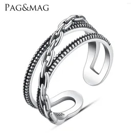Cluster Rings PAG & MAG Simple S925 Sterling Silver Ring Women's Korean Retro Thai Lady's Hand Ornament