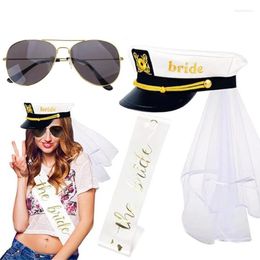 Berets Captain Hat Sunglasses Sash Set For Bride Wedding Party Cosplay Costume Adult Female Bridal Shower Props Dress Up Suit