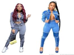 Women039s Jeans 2021 Sweat Suits Women Trend A Variety Of Fashion Stitching High Waist Slim Hip Lift Tight Elastic Feet Denim T4573214