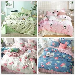 Bedding Sets Flamingo Pattern Duvet Cover Pillowcase 3pcs Set Soft Cotton Kids Child Bed Linen Single 150x200 180x220 200x230 220x240