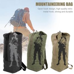 Canvas Backpack Sports Bicycle Bag Rucksack Strong Durable Wear-resistant Outdoor Camping Hiking Climbing Bag Khaki Army Green 240520